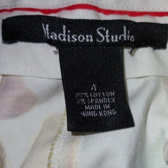 NEW Madison Studio White Orange Multi Floral Crop Pants Size 4 - Picture 5 of 6